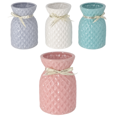 Рельефная керамическая ваза с декоративной лентой 18 х 12 х см, 4 цвета — Интернет каталог PriceOK