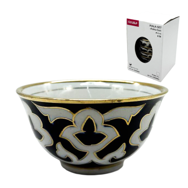 Набор пиал Пахта Гул 6 шт, белый-синий-золото, Узбекистан, диаметр 11 см — Интернет каталог PriceOK