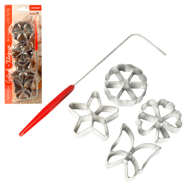 Формочки для печенья Хворост, 4 штуки с ручкой с резьбой, из металла, высота 2 см — Интернет каталог PriceOK