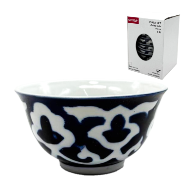 Набор пиал Пахта Гул 6 шт, белый-синий, Узбекистан, диаметр 11 см — Интернет каталог PriceOK