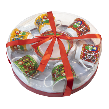 Чайный сервиз Матрешки 12 частей (6 чашек+6 блюдец) — Интернет каталог PriceOK