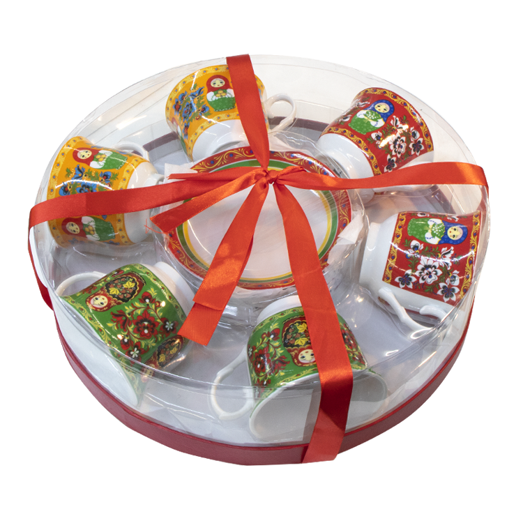 Чайный сервиз Матрешки 12 частей (6 чашек+6 блюдец) фото 1 — Интернет каталог PriceOK