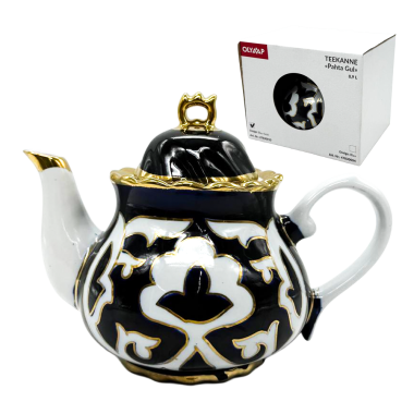 Чайник заварочный Пахта Гул, белый-синий-золото, Узбекистан, 0,9 л — Интернет каталог PriceOK