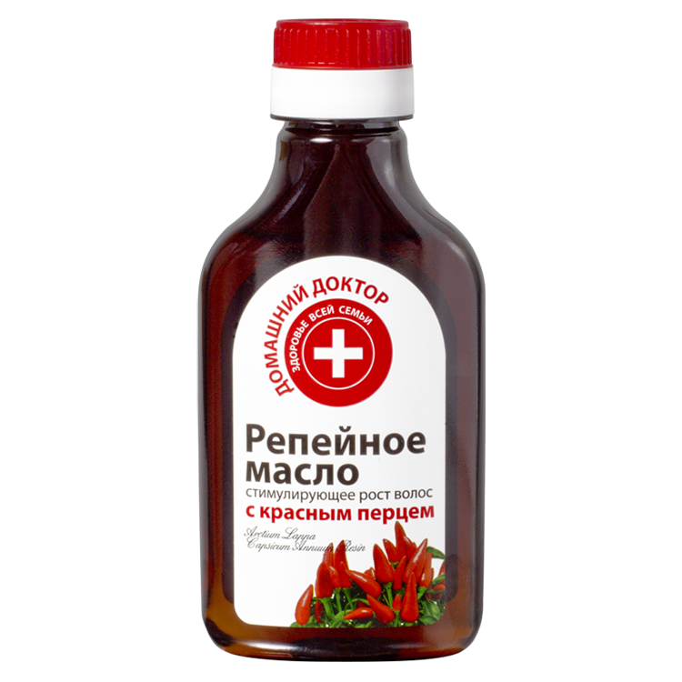 Репейное масло Домашний доктор стимулируещее рост волос, с красным перцем, 100 мл фото 1 — Интернет каталог PriceOK