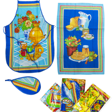 Кухонный набор, 3 части (Фартук+прихватка+полотенце), различные дизайны, 100% хлопок — Интернет каталог PriceOK