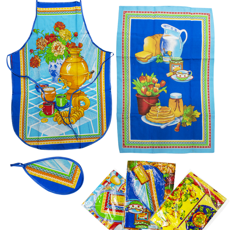 Кухонный набор, 3 части (Фартук+прихватка+полотенце), различные дизайны, 100% хлопок фото 1 — Интернет каталог PriceOK