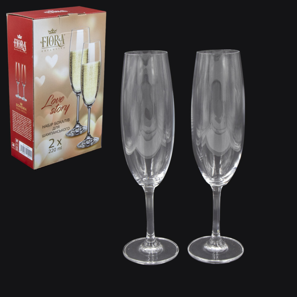 Набор бокалов для шампанского FIORA Live Story 2 шт х 220 мл фото 1 — Интернет каталог PriceOK