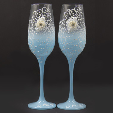 Подарочный набор свадебных фужеров, 2 шт, голубые, 23,5 см — Интернет каталог PriceOK