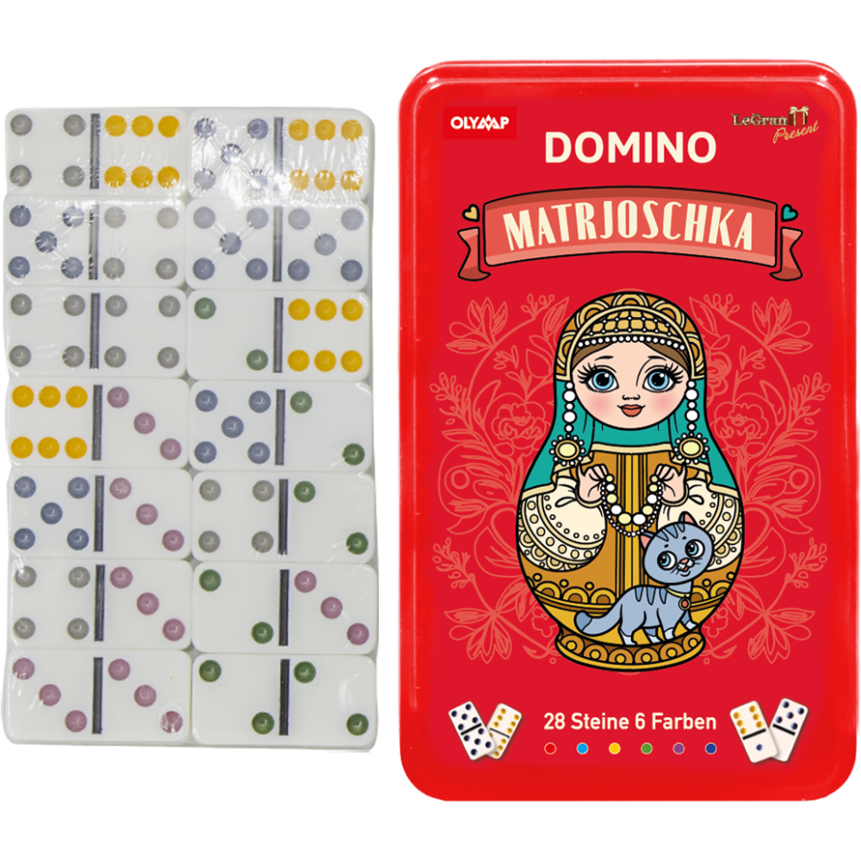 Игра Домино в железном боксе Матрешка 19,5 x 12 x 3,5 см фото 1 — Интернет каталог PriceOK