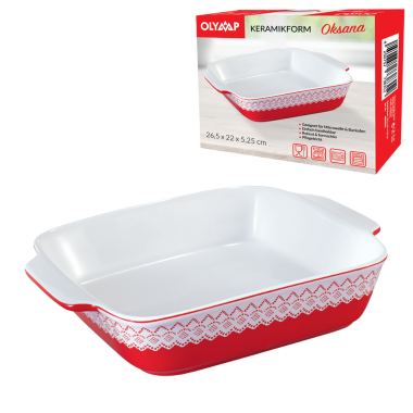 Керамическая форма для запекания 1,5 л OKSANA прямоугольная, красная, 26,5 х 22 х 5,25 см — Интернет каталог PriceOK