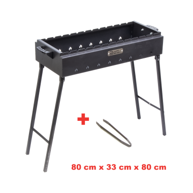 Мангал со складными ножками и щипцами ДШВ: 80 x 33 х 80 см, из стали 2 мм — Интернет каталог PriceOK