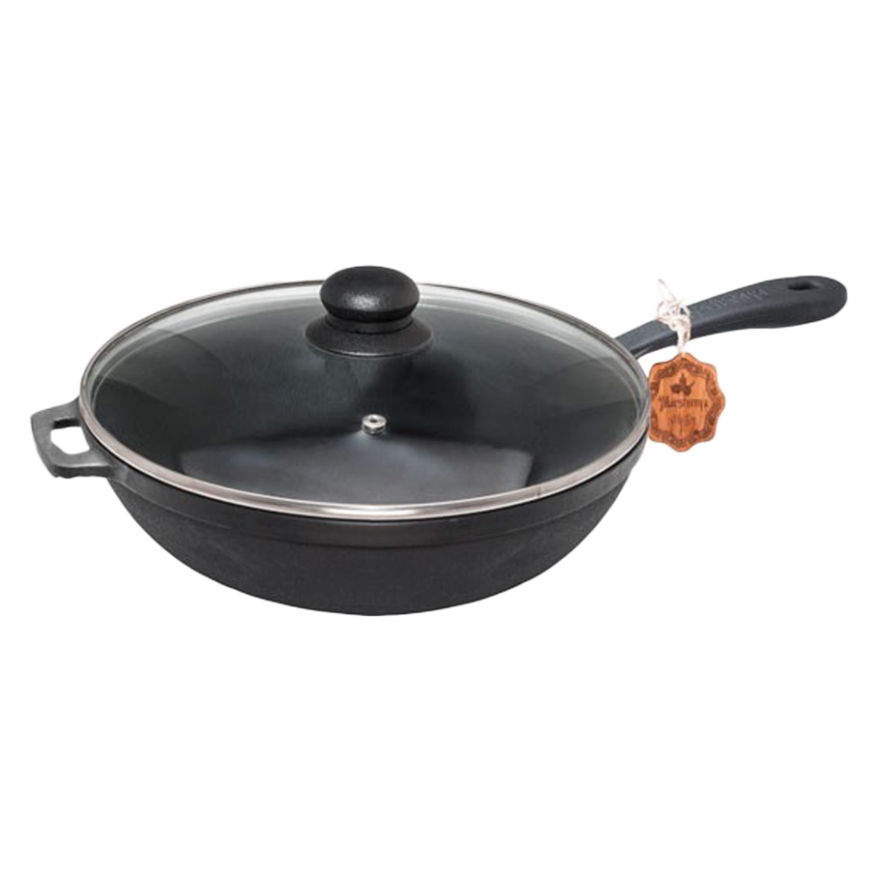 Чугунная сковорода со стеклянной крышкой 26x6 см фото 1 — Интернет каталог PriceOK