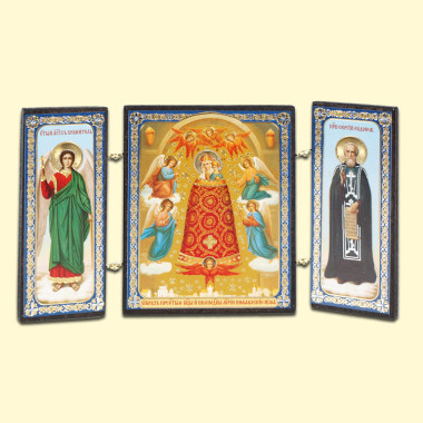 Икона-Складень Прибавление ума, тройная, 7x13 см, дерево, двойное тиснение — Интернет каталог PriceOK