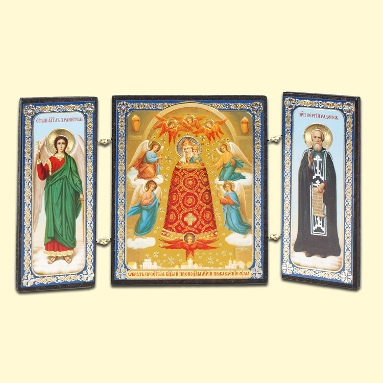 Икона-Складень Прибавление ума, тройная, 7x13 см, дерево, двойное тиснение фото 1 — Интернет каталог PriceOK