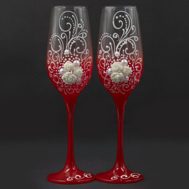 Подарочный набор свадебных фужеров, 2 шт, красные, 23,5 см — Интернет каталог PriceOK