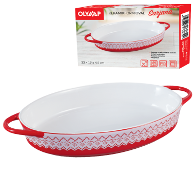 Керамическая форма для запекания SARJANA 1л, овальная, красная, 33 x 19 x 4,5 см — Интернет каталог PriceOK