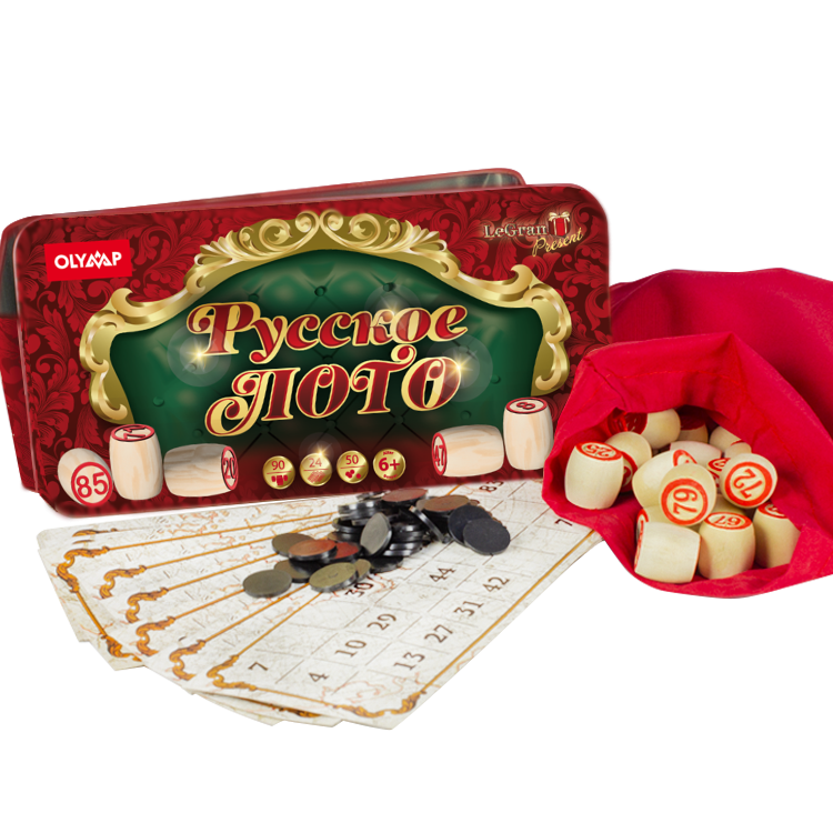 Игра Русское лото - Красный Бархат, в жестяной коробке, 24 x12 x7,5 см фото 1 — Интернет каталог PriceOK