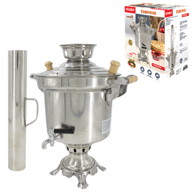 Самовар на углях или на дровах, нержавеющая сталь 1,2 мм, труба в комплекте, 5 л — Интернет каталог PriceOK