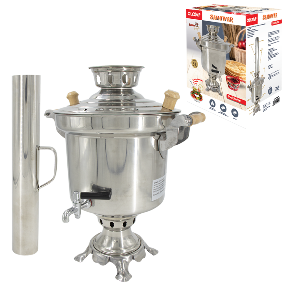Самовар на углях или на дровах, нержавеющая сталь 1,2 мм, труба в комплекте, 5 л фото 1 — Интернет каталог PriceOK