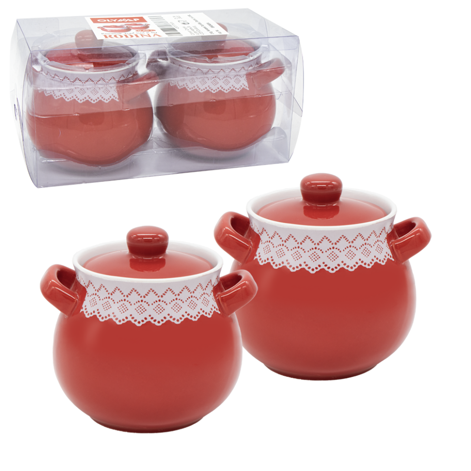 Набор керамических горшков RODINA красный, 2 шт по 0,65 л фото 1 — Интернет каталог PriceOK
