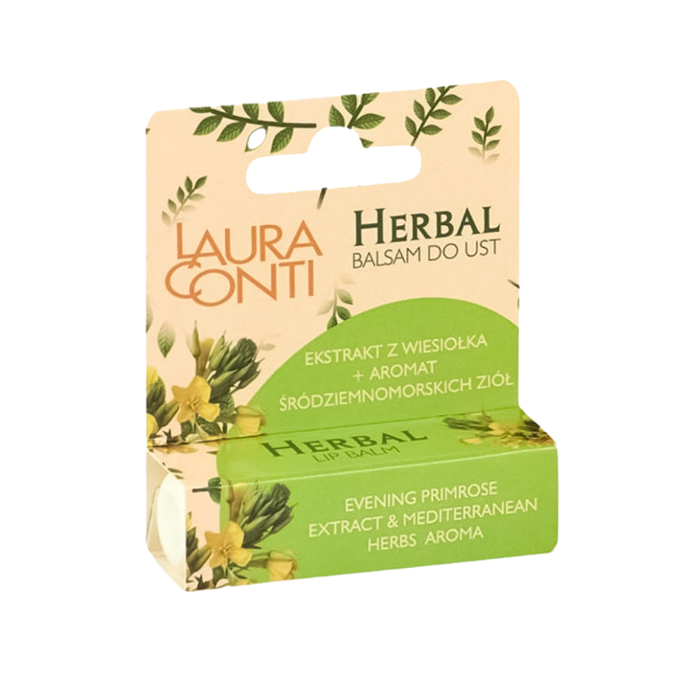 Травяной бальзам для губ Laura Conti с примулой вечерней и средиземноморскими травами 4,8 г фото 1 — Интернет каталог PriceOK