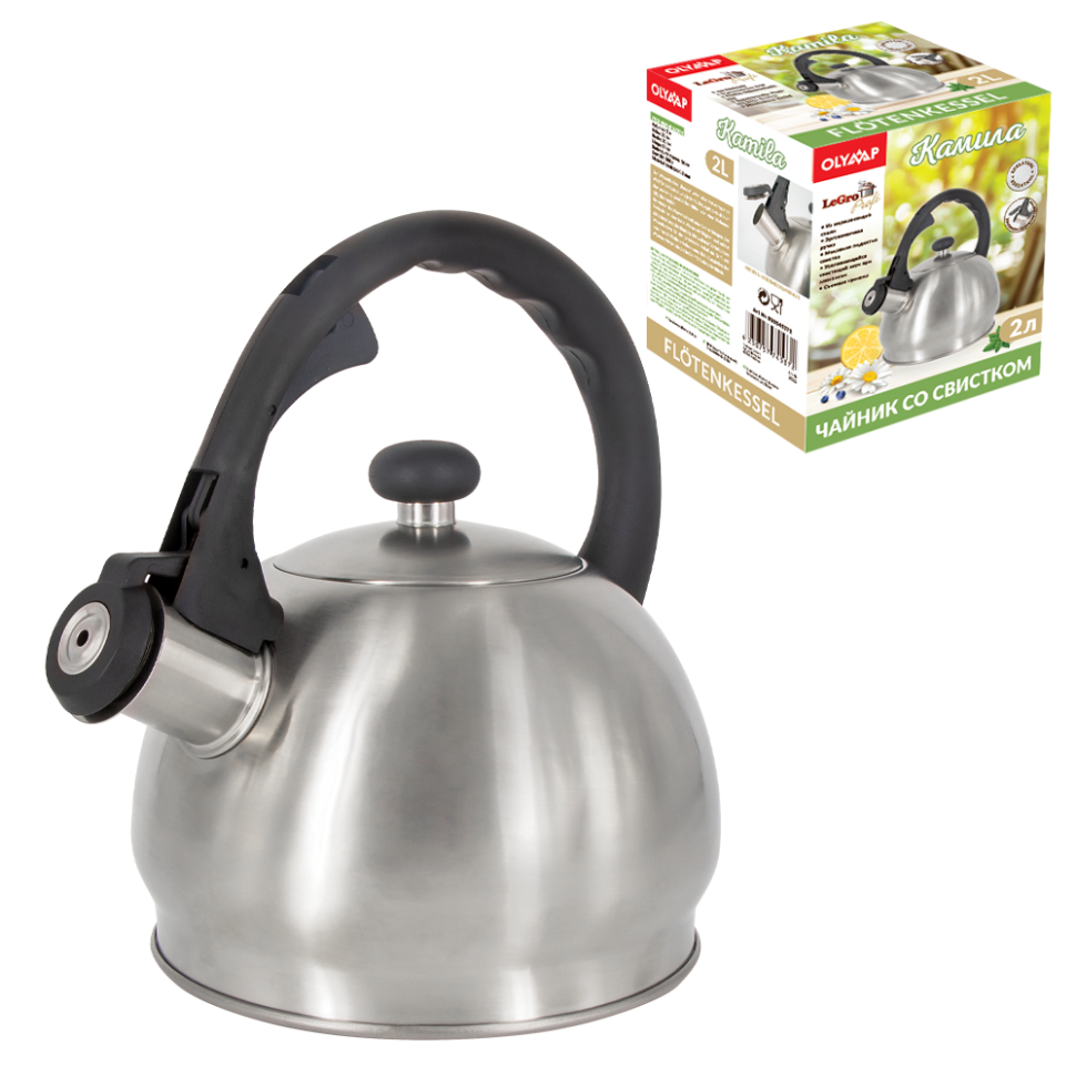 Чайник со свистком КАМИЛА из нержавеющей стали 2 л фото 1 — Интернет каталог PriceOK