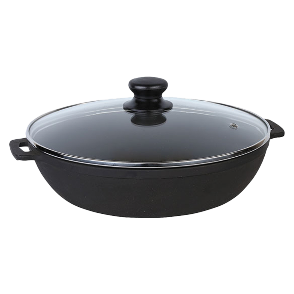 Чугунная жаровня со стеклянной крышкой 24x6 см фото 1 — Интернет каталог PriceOK