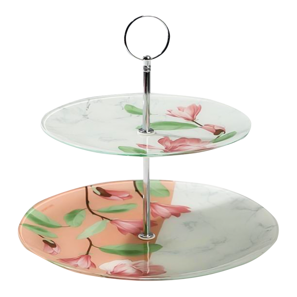 Двухъярусное блюдо - Цветы, 25 см фото 1 — Интернет каталог PriceOK