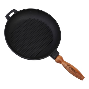 Чугунная сковорода-гриль с деревянной ручкой 24x4 см — Интернет каталог PriceOK