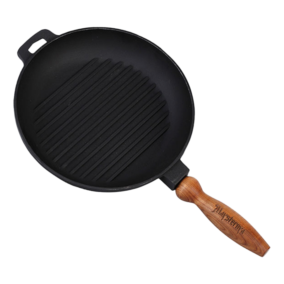 Чугунная сковорода-гриль с деревянной ручкой 24x4 см фото 1 — Интернет каталог PriceOK