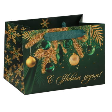 Ламинированный подарочный новогодний с широким дном Роскошный Новый год, 20 x 14 x 13 см — Интернет каталог PriceOK