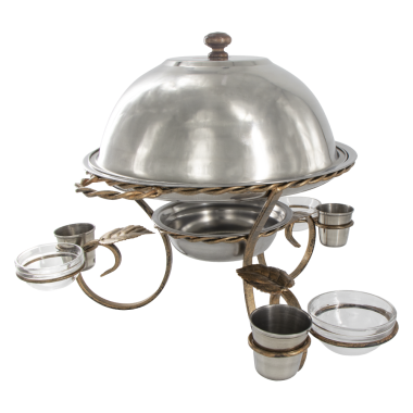 САДЖ витой - Подставка для подогрева шашлыка, с соусницами 3 шт и стопками из стали 3 шт, 28 см — Интернет каталог PriceOK