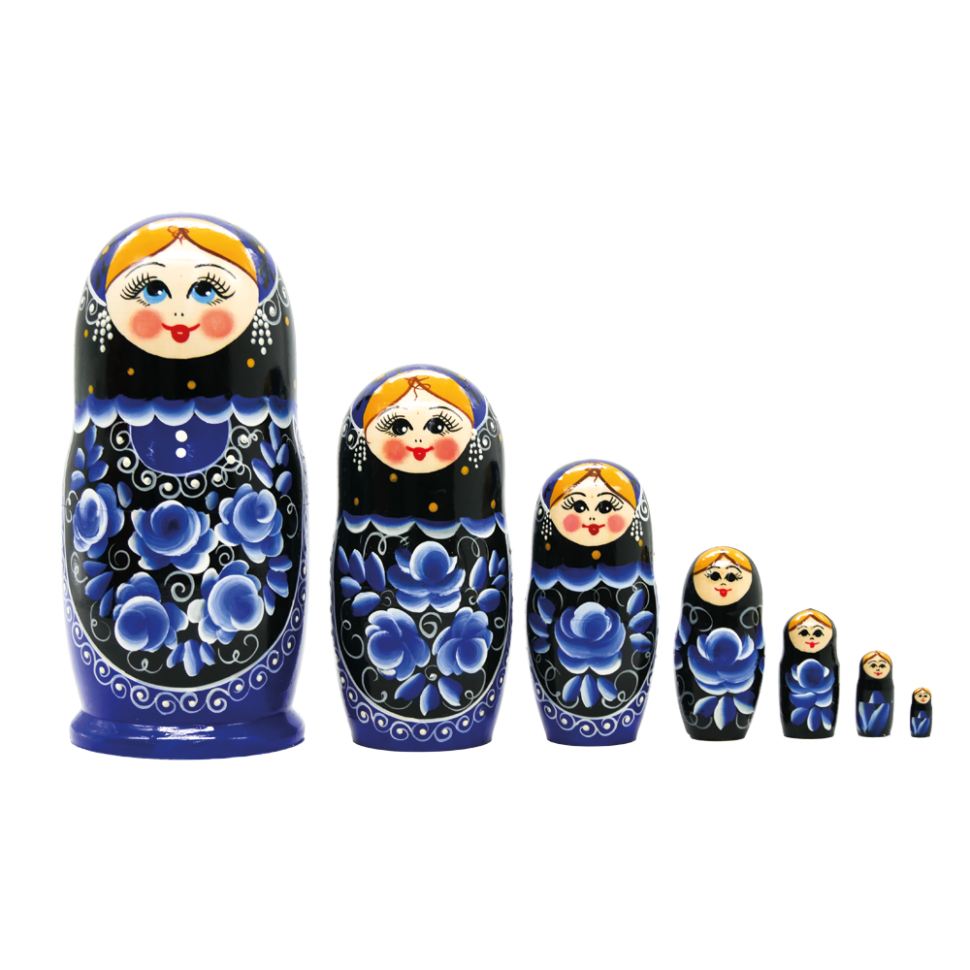 Матрёшка Гжель черная M7, 18 см фото 1 — Интернет каталог PriceOK