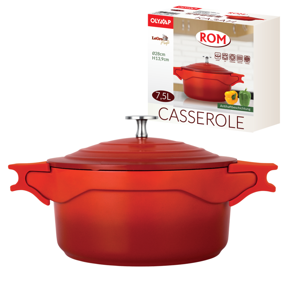 Казан ROM 7,5 л Алюминивое литьё Антипригарное покрытие диаметр 28 см фото 1 — Интернет каталог PriceOK
