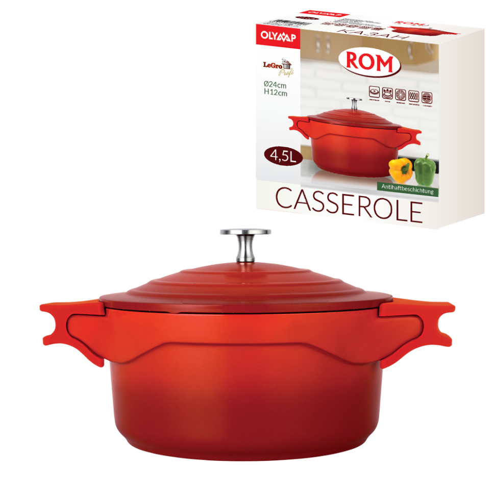 Казан ROM 4,5 л Алюминивое литьё Антипригарное покрытие диаметр 24 см фото 1 — Интернет каталог PriceOK