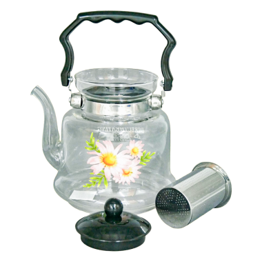 Стеклянный заварочный чайник 1 л с крышкой и ручкой из пластика — Интернет каталог PriceOK