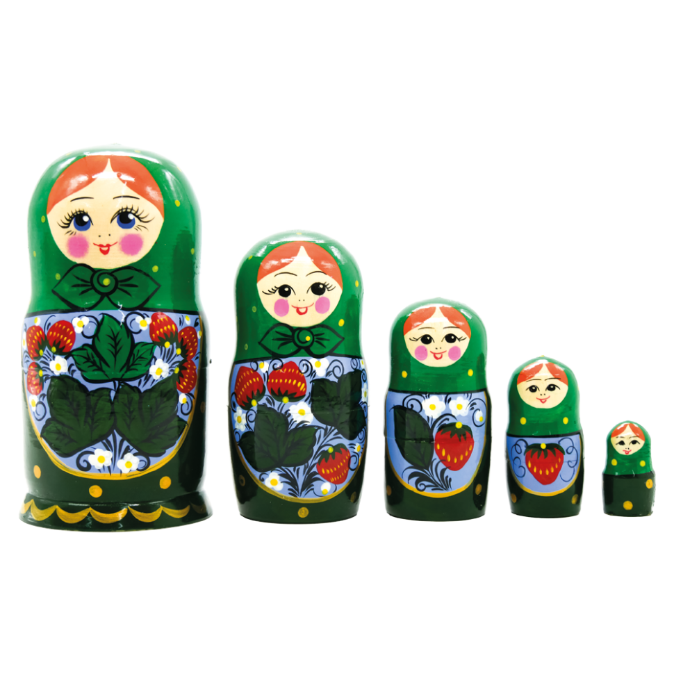 Матрёшка Зеленая клубничка M5, 18 см фото 1 — Интернет каталог PriceOK