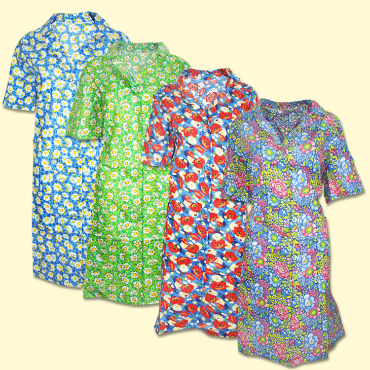 Халат ситцевый на пуговицах, с пояском, летний, 100% хлопок, различные дизайны фото 1 — Интернет каталог PriceOK