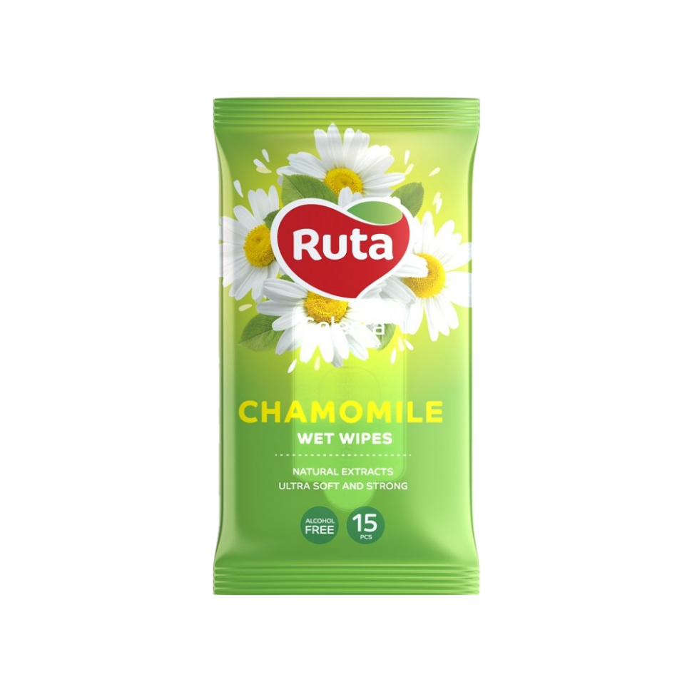 Салфетки влажные Ruta Selecta Chamomile 15 шт, с экстрактом ромашки фото 1 — Интернет каталог PriceOK