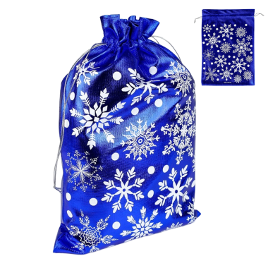 Мешочек подарочный парча С Новым годом, примерно 20 x 30 см, синий — Интернет каталог PriceOK