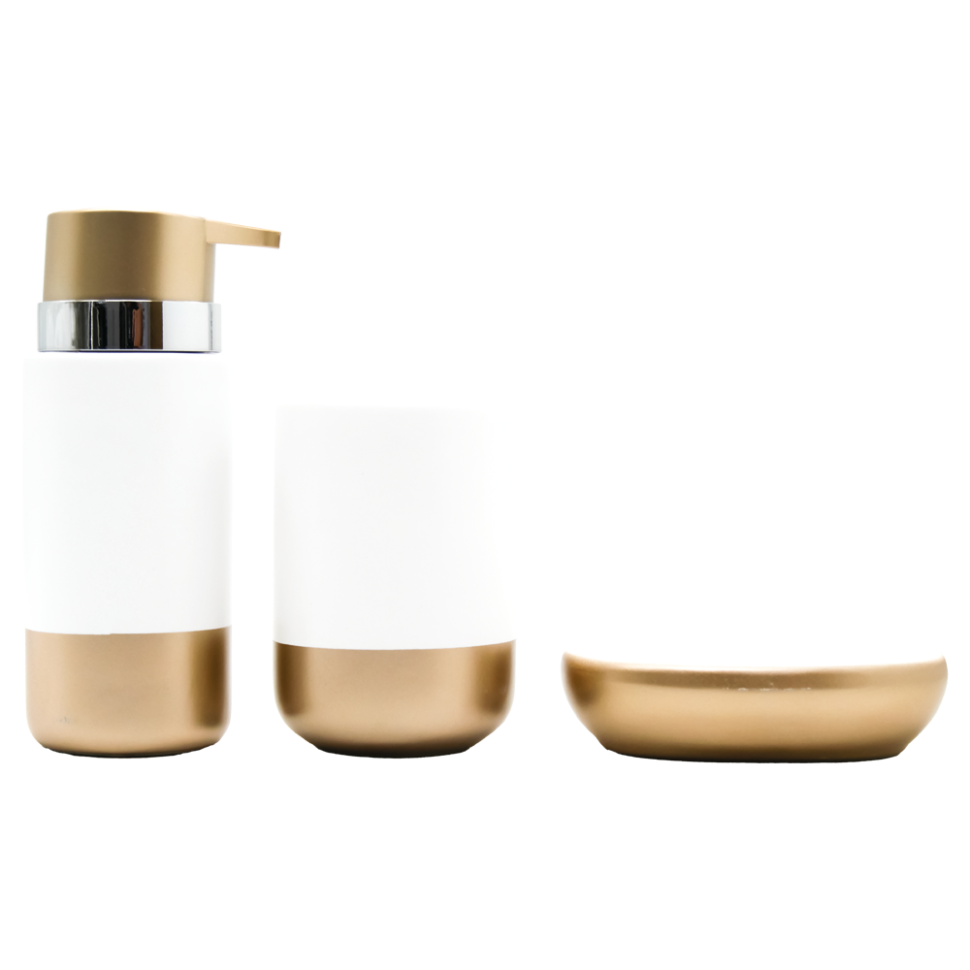 Набор из 3 аксессуаров для ванной из керамики и пластика, белый фото 1 — Интернет каталог PriceOK