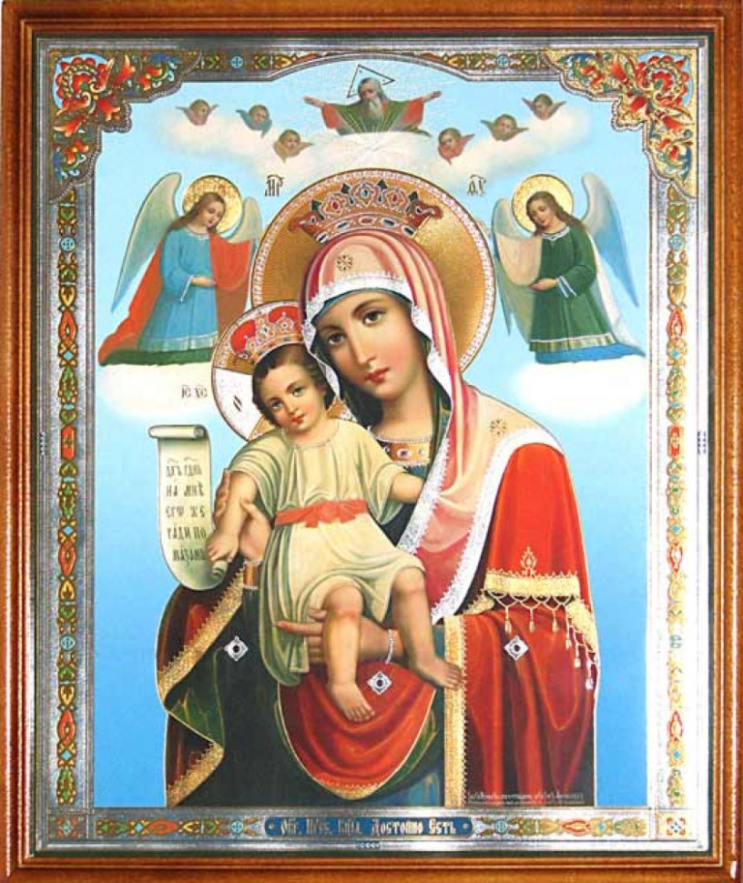 Икона Достойно Есть, 30x40 см, деревянная, двойное тиснение фото 1 — Интернет каталог PriceOK