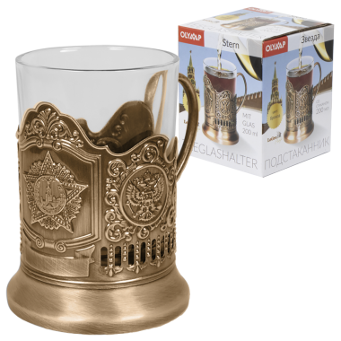 Подстаканник бронзовый Звезда со стаканом, 200 мл — Интернет каталог PriceOK