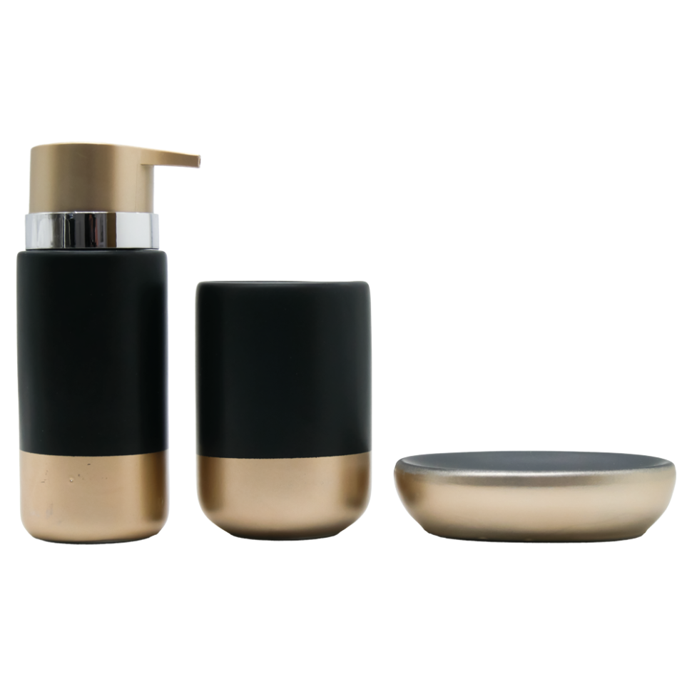 Набор из 3 аксессуаров для ванной из керамики и пластика, черный фото 1 — Интернет каталог PriceOK