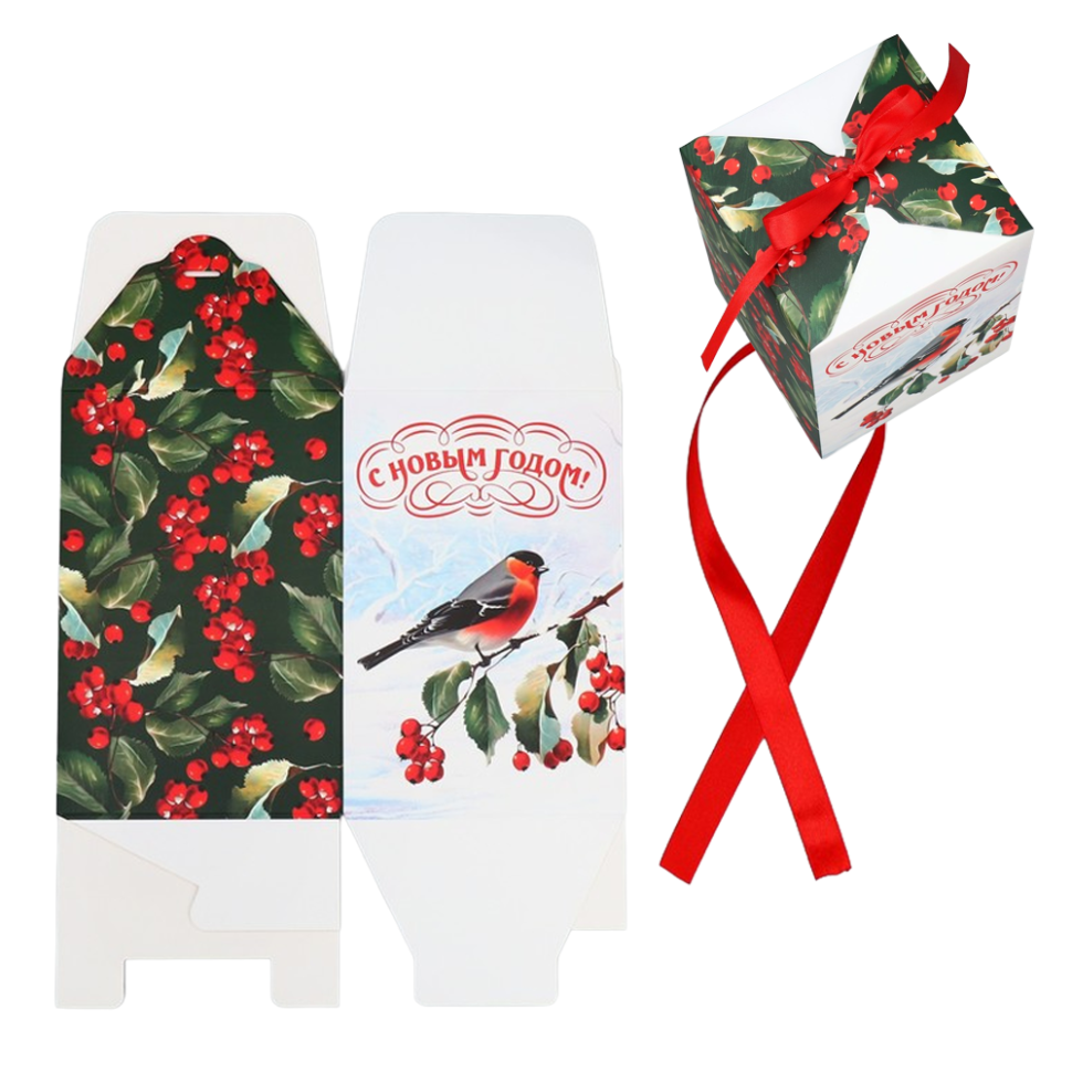Коробка подарочная новогодняя складная С Новым годом!, снегирь, 12 x 18 x 12 см фото 1 — Интернет каталог PriceOK