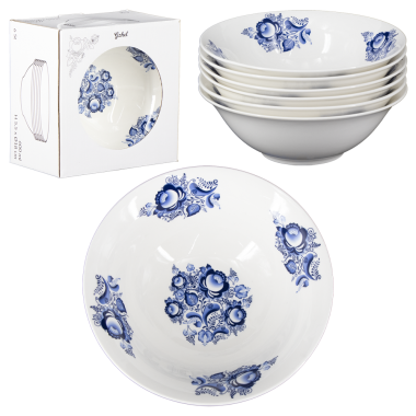 Набор суповых тарелок Гжель, 6 шт, диаметр18 см — Интернет каталог PriceOK