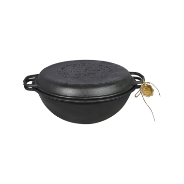 Казан чугунный узбекский WOK 8 л с чугунной крышкой-сковородой — Интернет каталог PriceOK