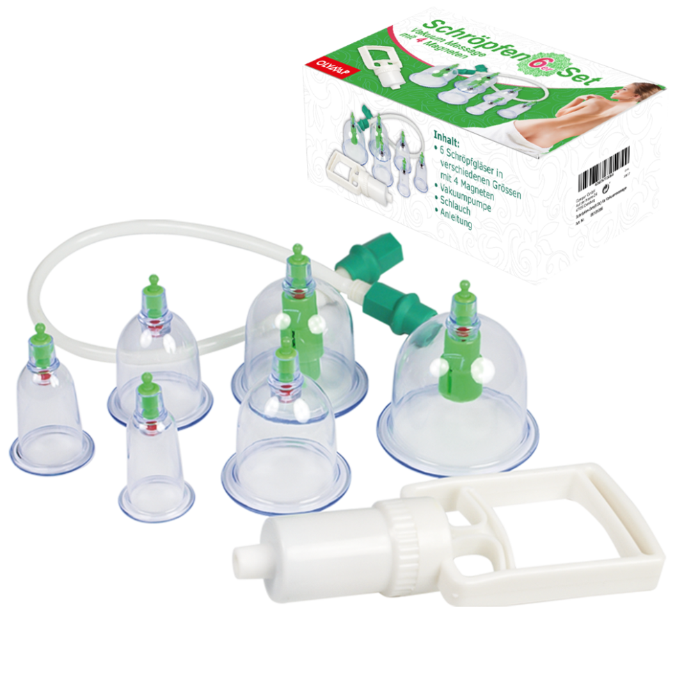 Набор из 6 банок для вакуумного массажа, B-6 до 8 см, D-3 до 6,5 см, с 4 магнитами фото 1 — Интернет каталог PriceOK