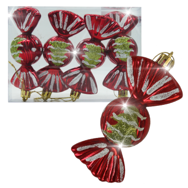Набор ёлочных игрушек Конфеты 4 шт., красные, 11 х 5 х 4 см — Интернет каталог PriceOK