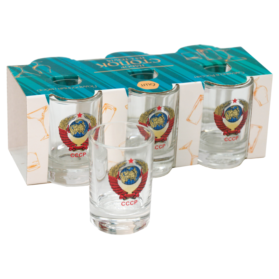 Набор стопок Герб СССР 6 шт, каждая по 50 мл фото 1 — Интернет каталог PriceOK